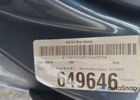 2007 Volvo S60 2.5T from USA, damaged, VIN YV1RS592072616597